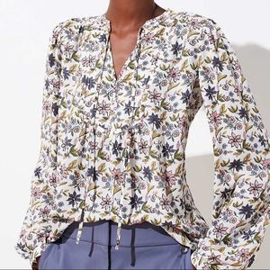 LOFT PLUS FLORAL TIE NECK TOP
